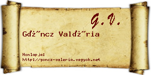 Göncz Valéria névjegykártya